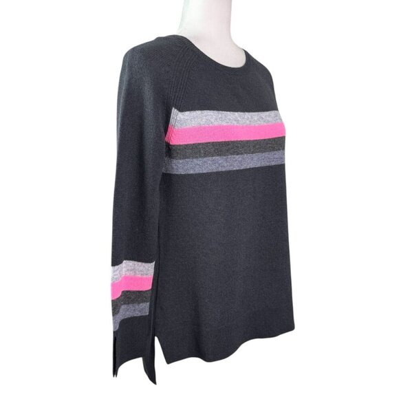 Claudia Nichole 100% Cashmere Sweater Gray & Pink Striped Women's Size Small - Picture 5 of 8